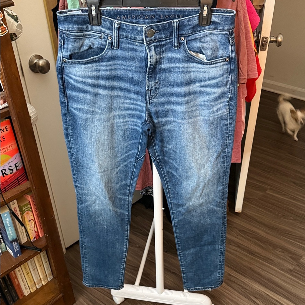 American Eagle Outfitters Men's Distressed Blue Skinny Jeans